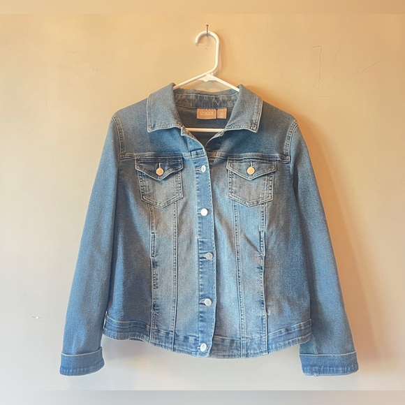 Chicos Light Wash Denim Jacket - Picture 1 of 6